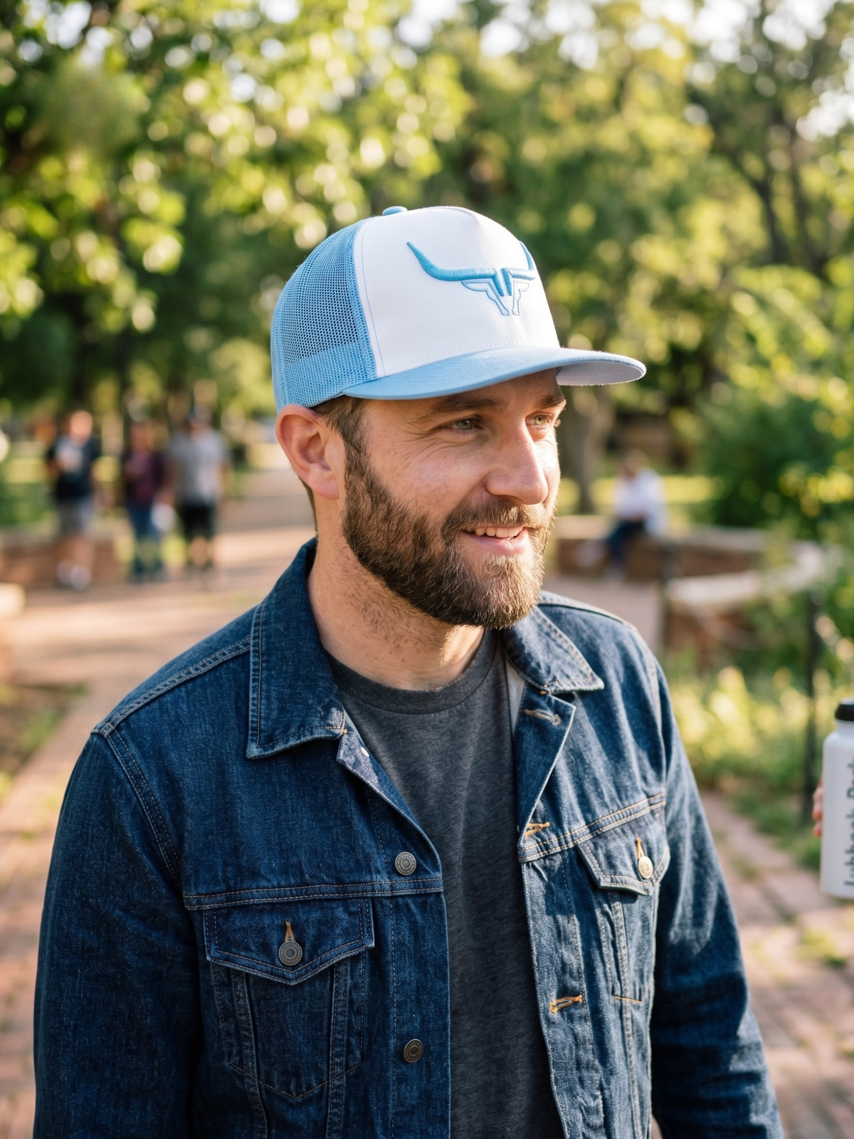 Steel Horn Basic Logo Blue White Blue Hat