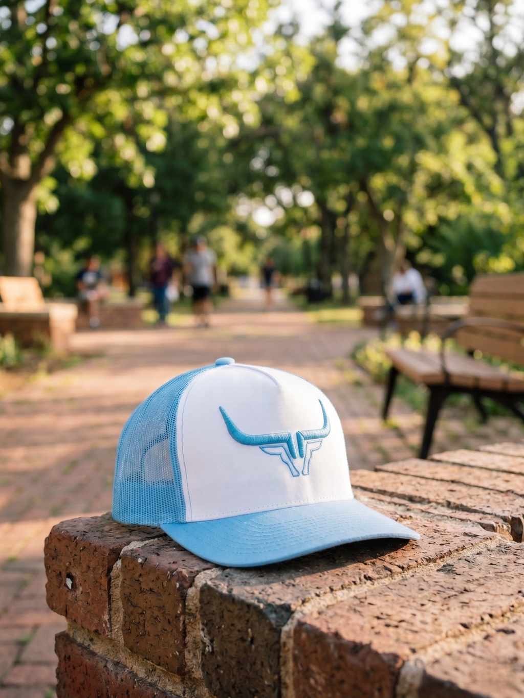 Steel Horn Basic Logo Blue White Blue Hat