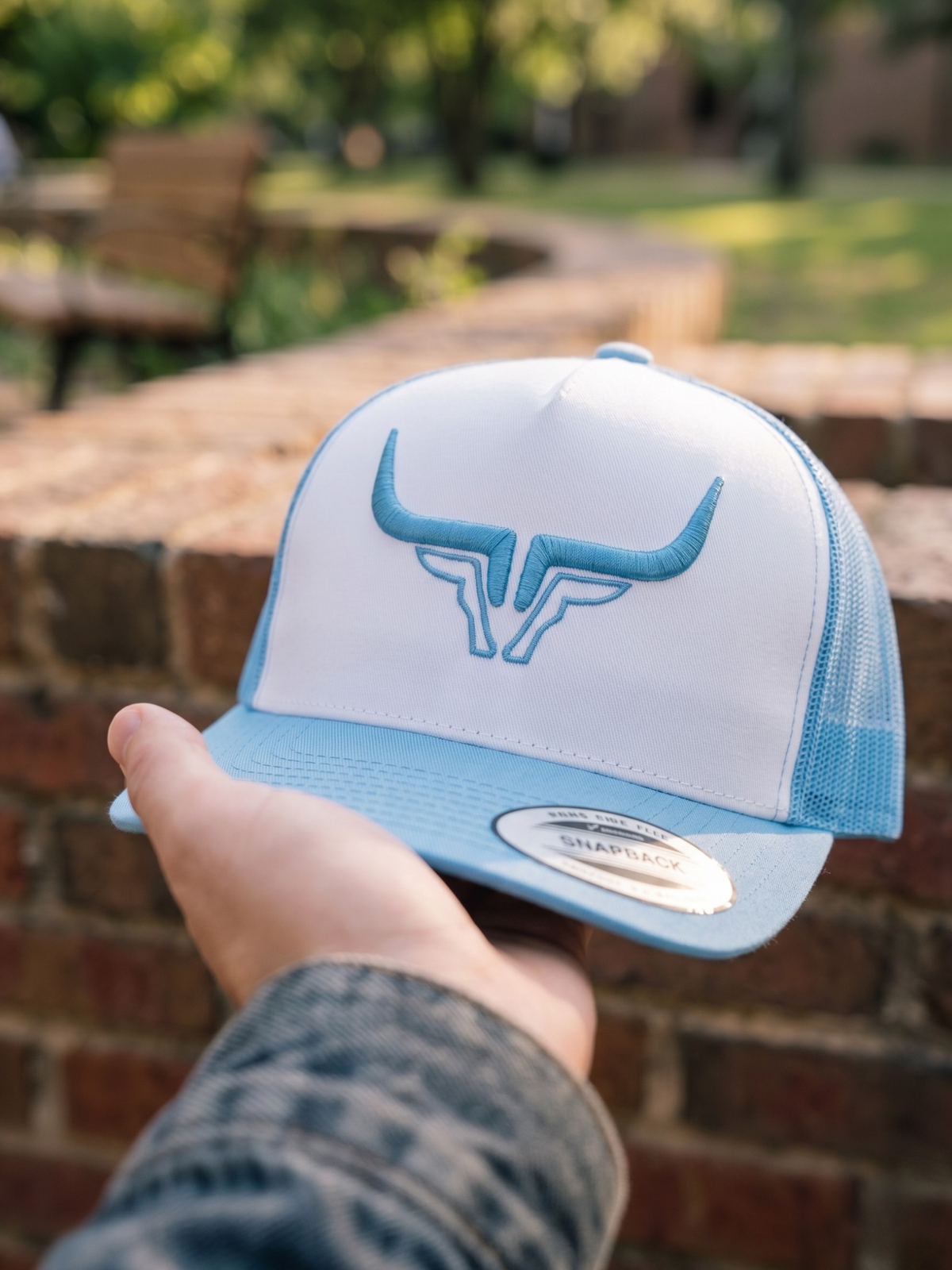 Steel Horn Basic Logo Blue White Blue Hat