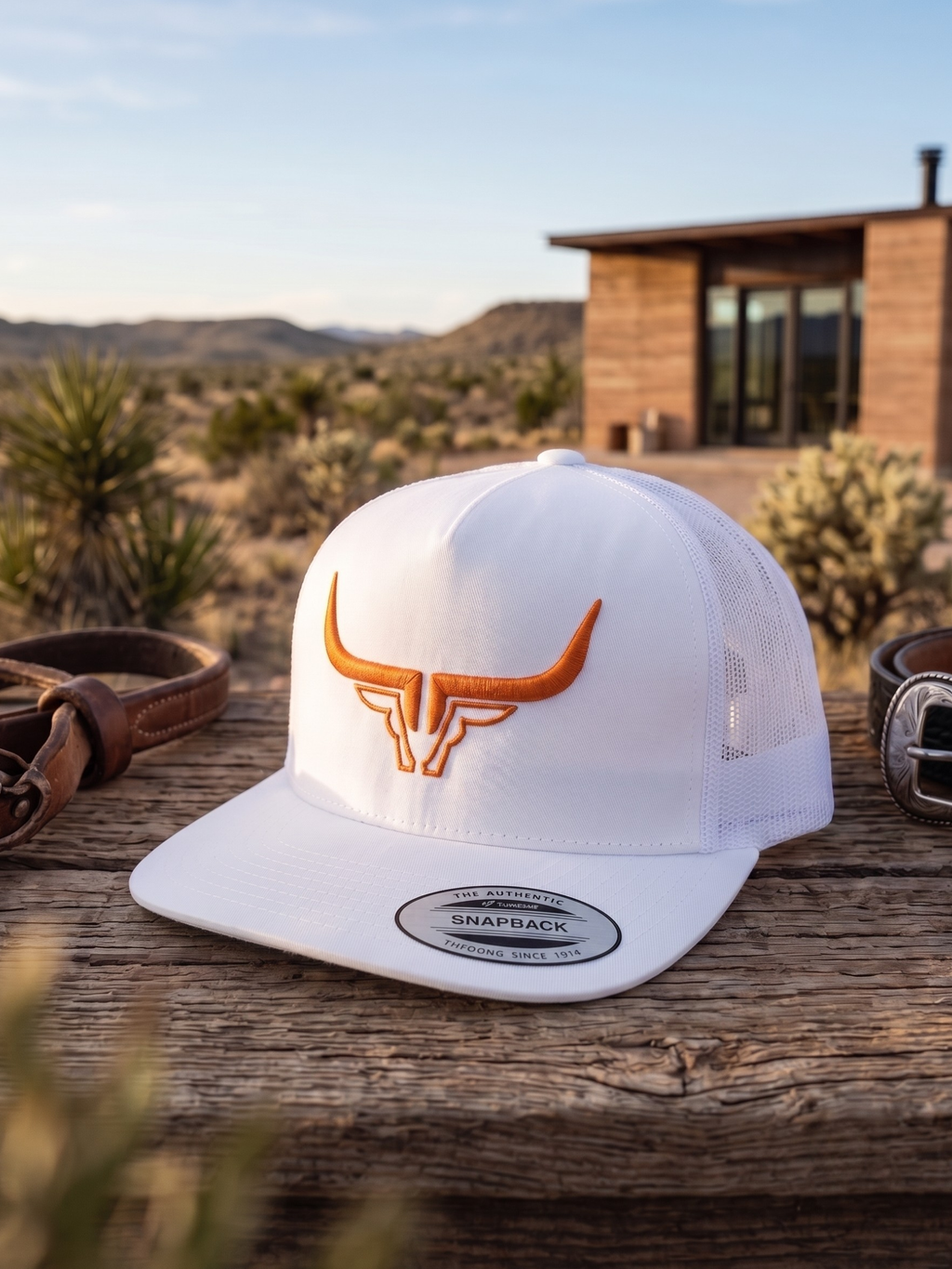 Steel Horn Basic Logo White-Orange Hat