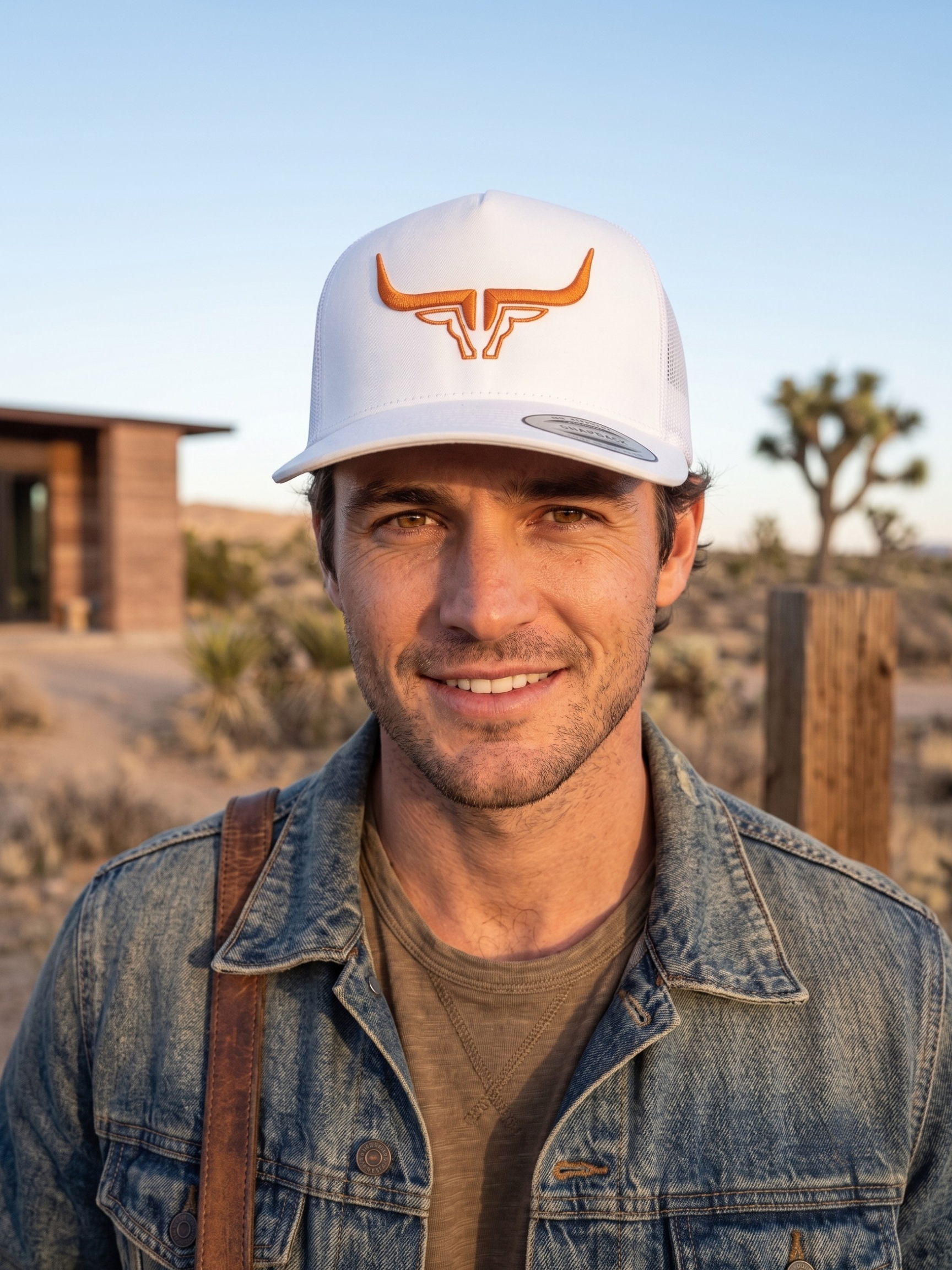 Steel Horn Basic Logo White-Orange Hat