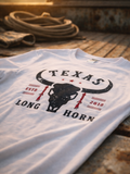 Lone Star Longhorn Tee - White Black