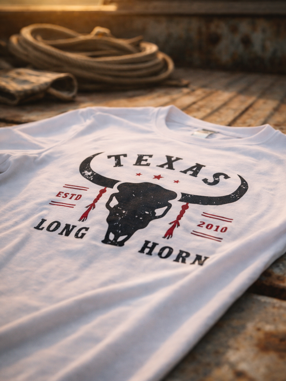 Lone Star Longhorn Tee - White Black