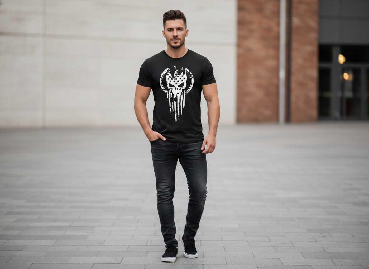 Patriot Skull Tee - Black