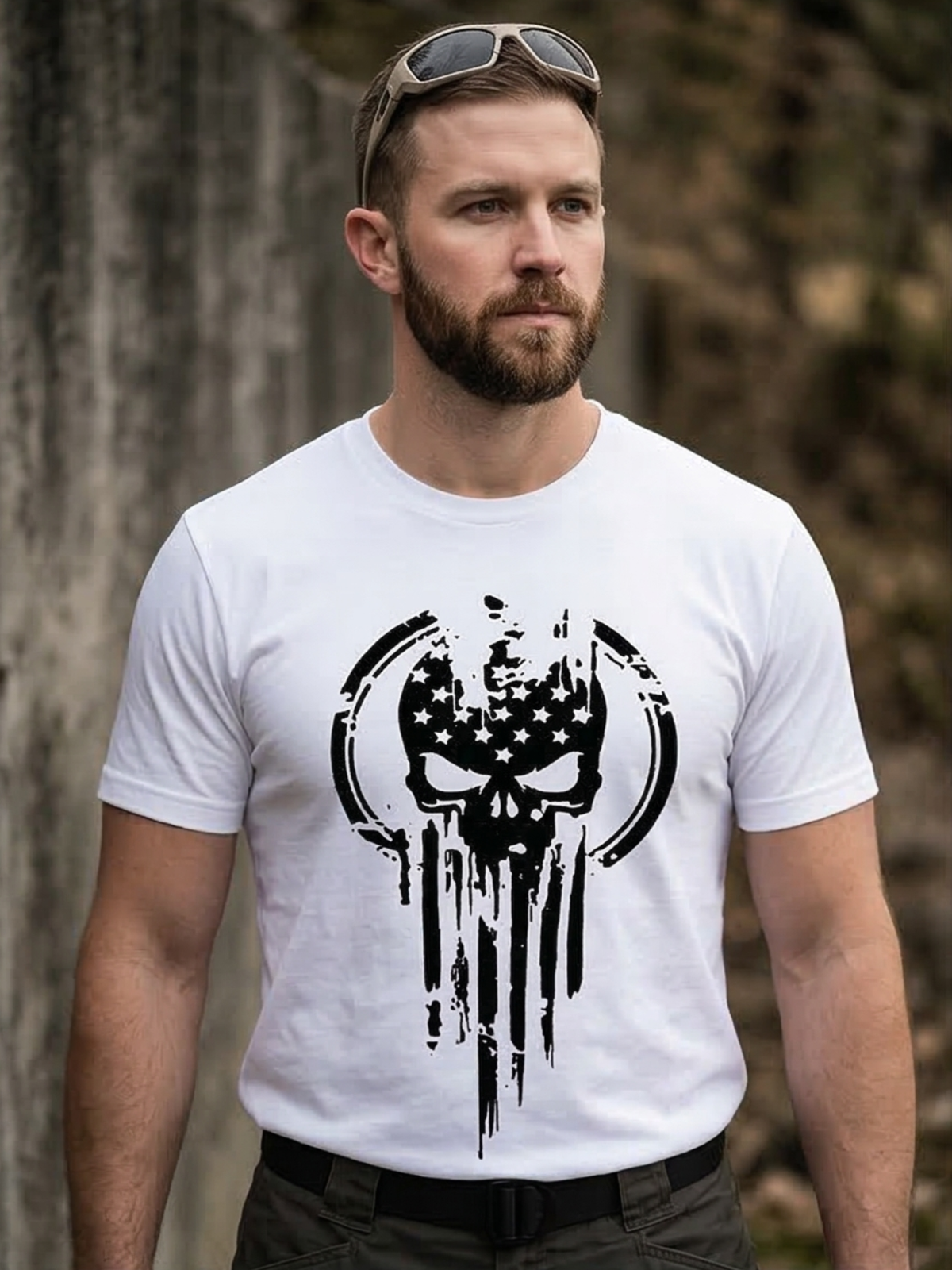 Patriot Skull Tee - White