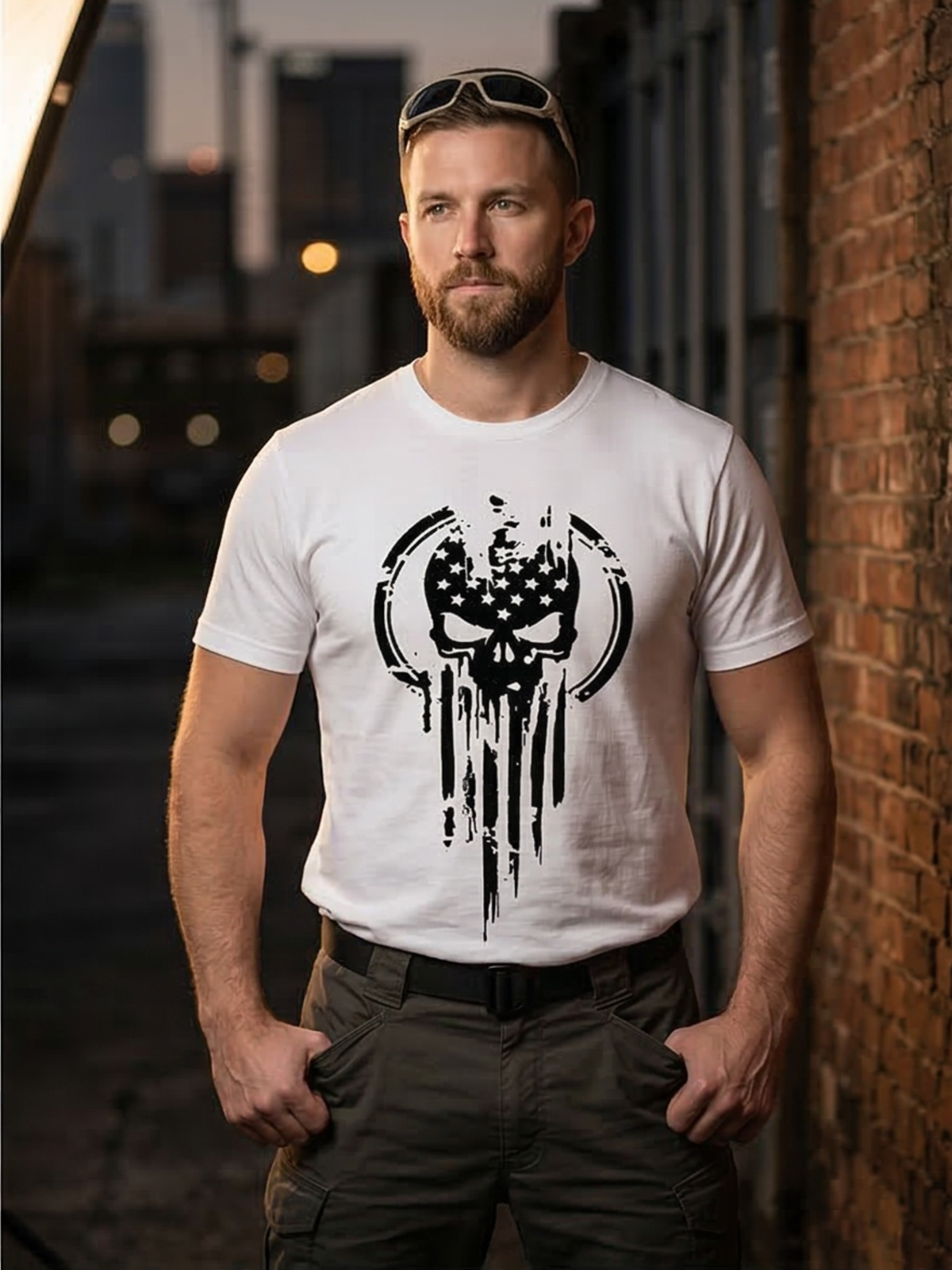 Patriot Skull Tee - White