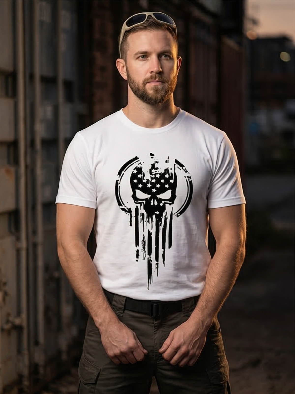 Patriot Skull Tee - White