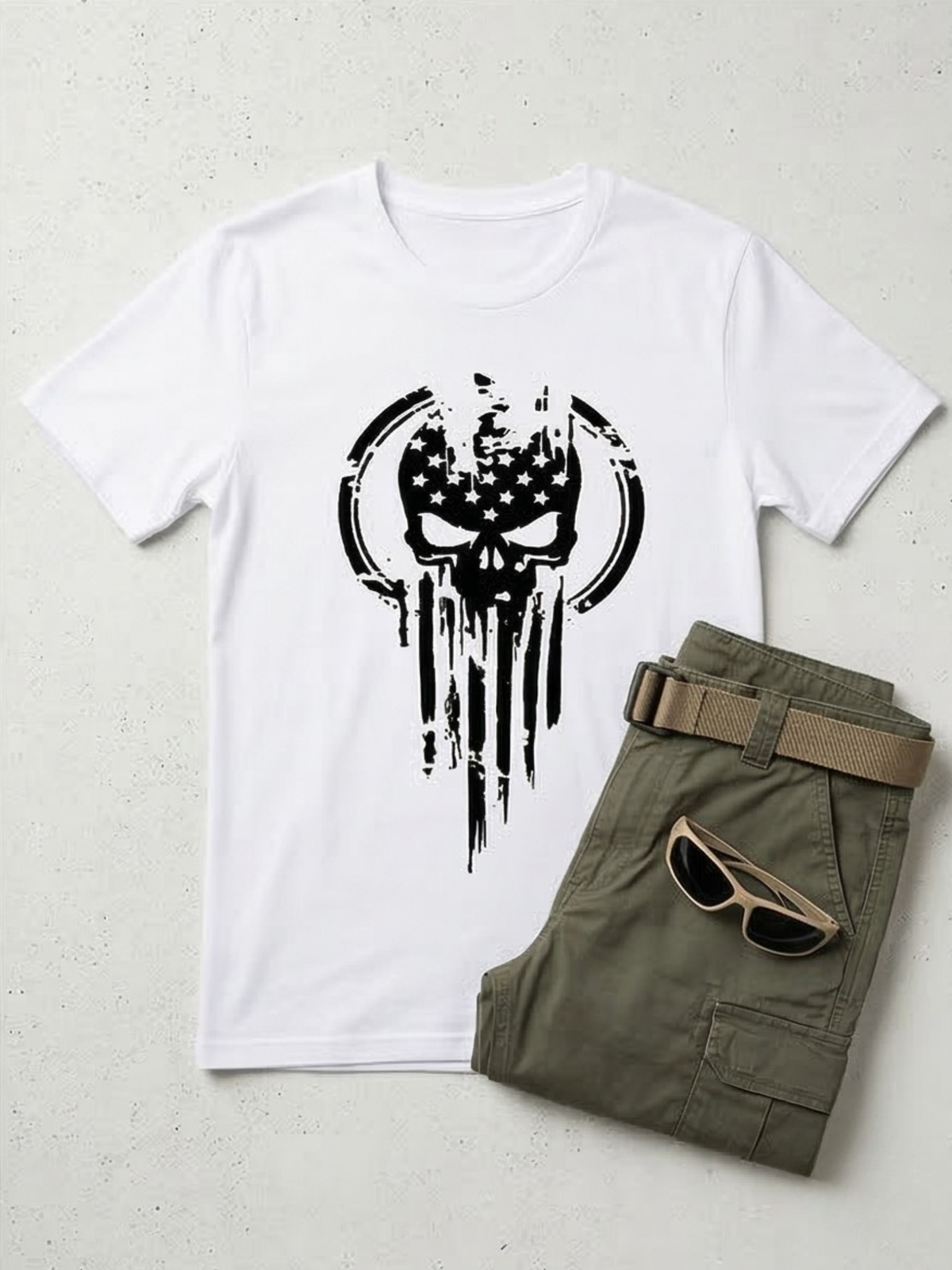 Patriot Skull Tee - White