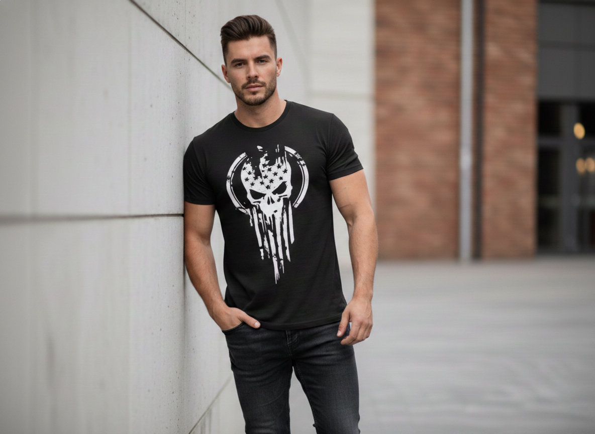 Patriot Skull Tee - Black
