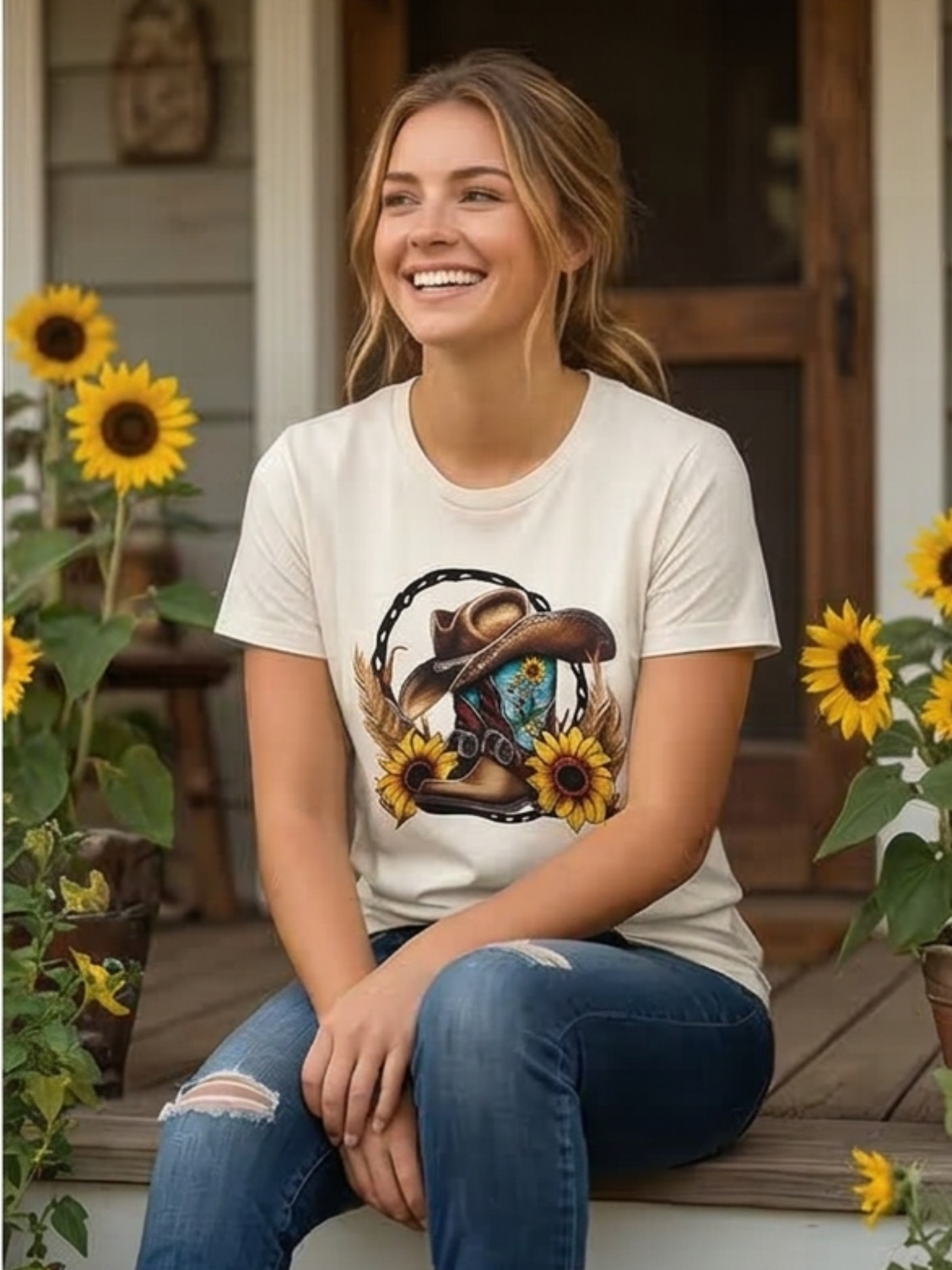 Sunflower Cowboy Boot Tee
