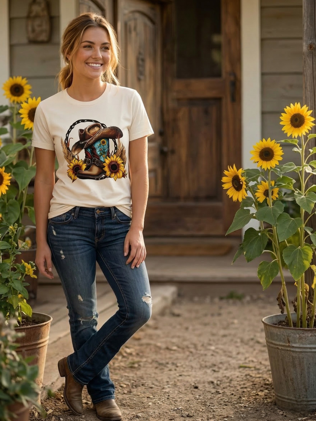 Sunflower Cowboy Boot Tee