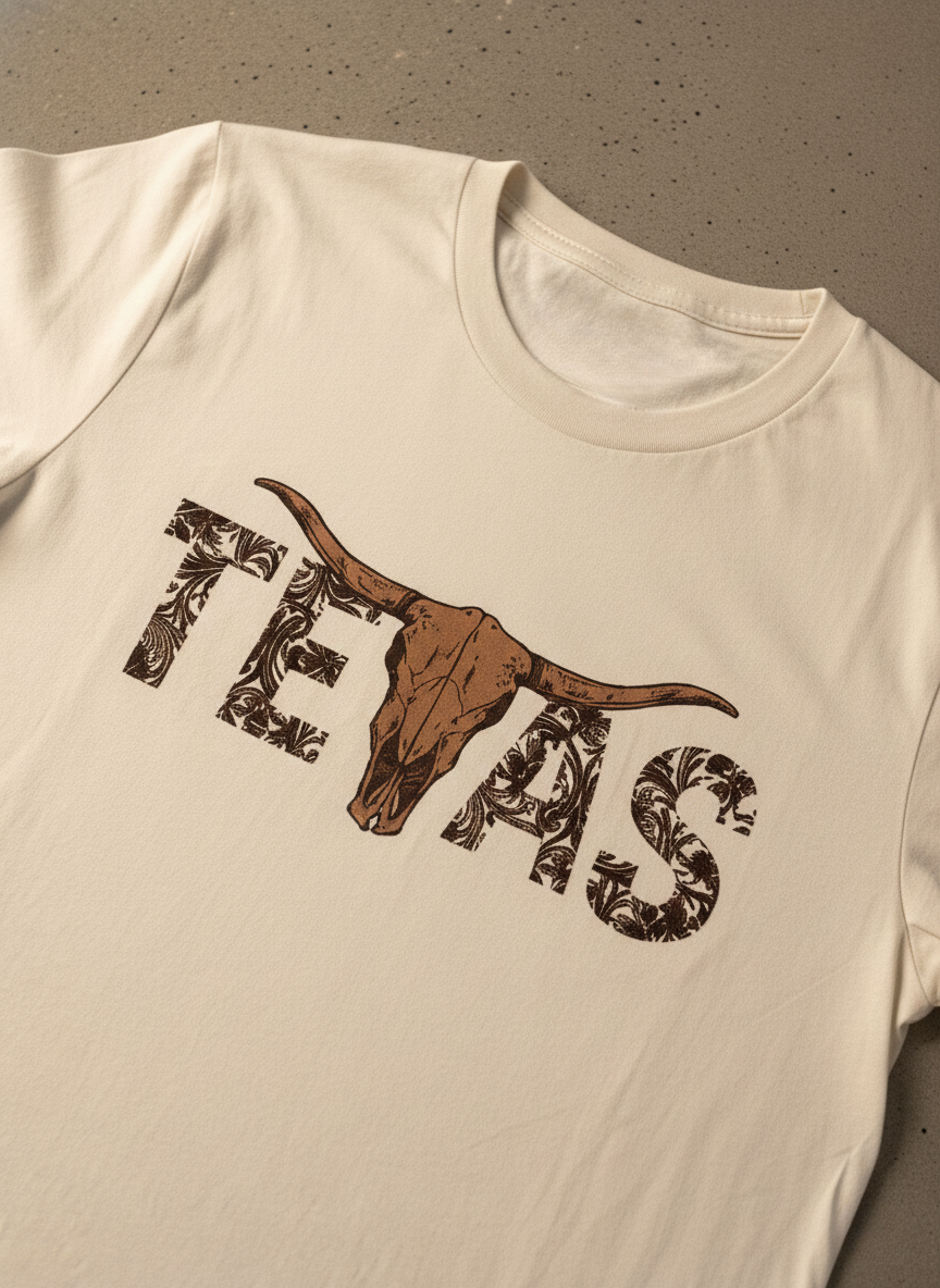 Texas Textured Skull Tee