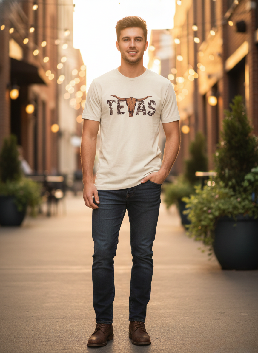 Texas Textured Skull Tee