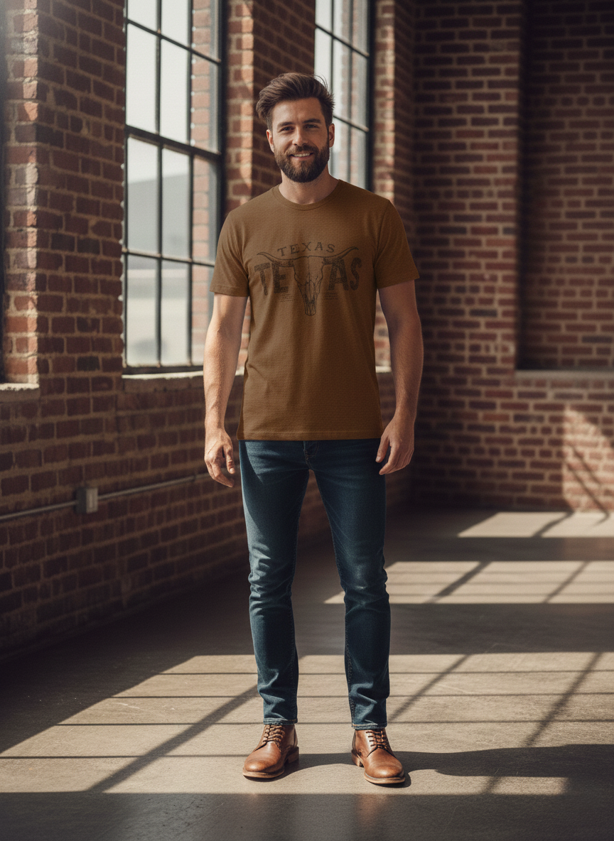 Texas Textured Skull Tee