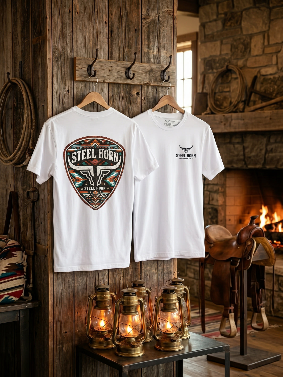 Aztec Steel Horn Logo Tee - White