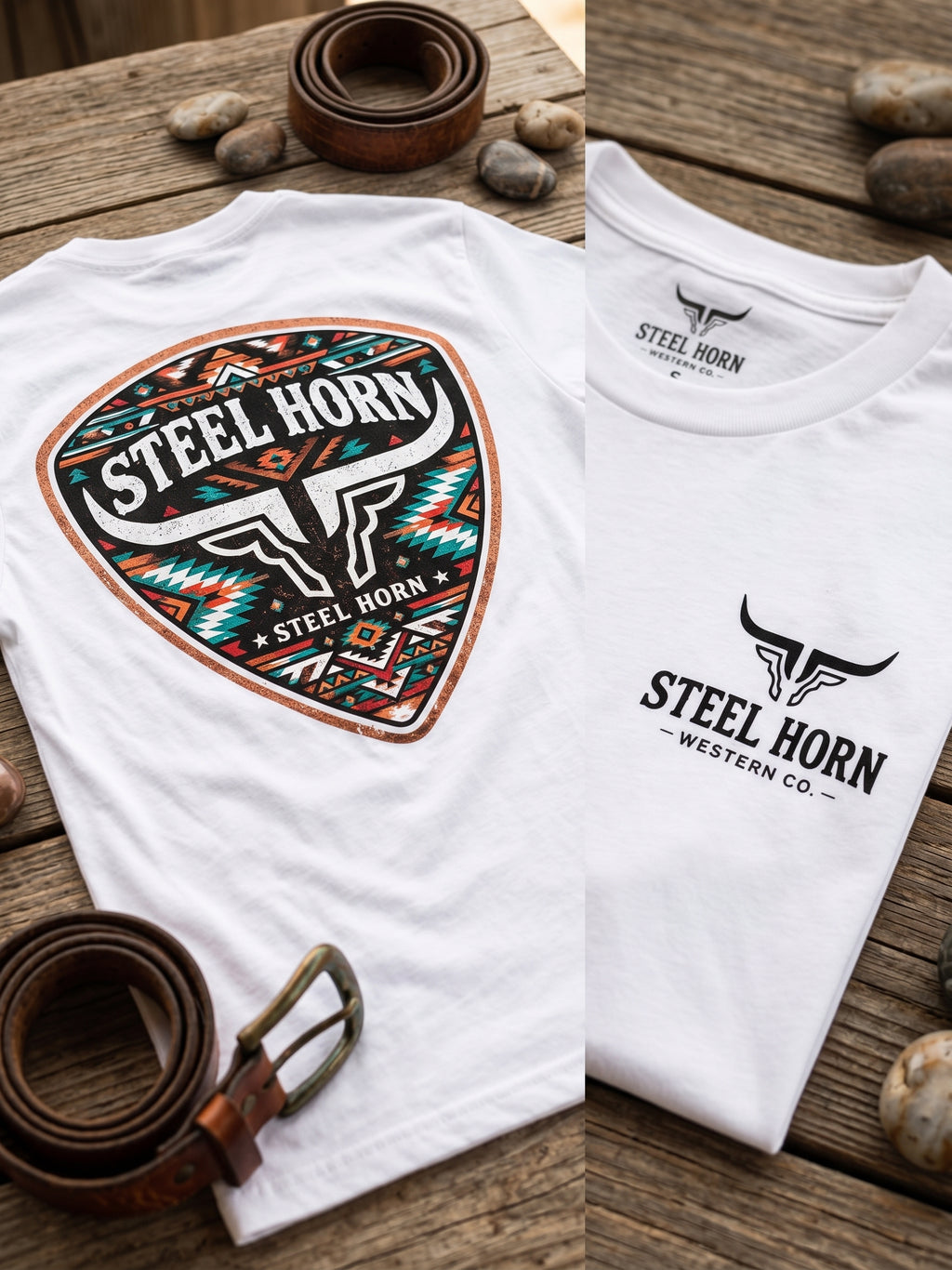 Aztec Steel Horn Logo Tee - White