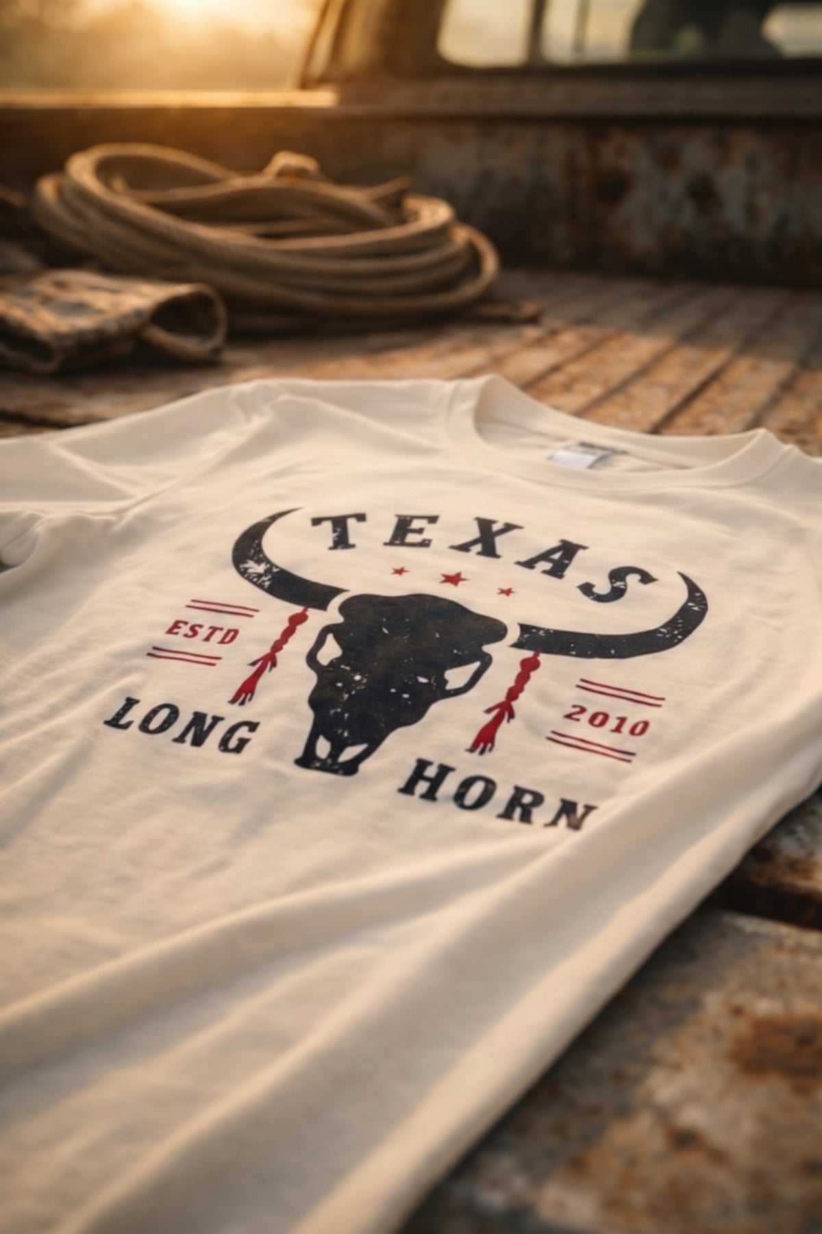 Lone Star Longhorn Tee - Cream
