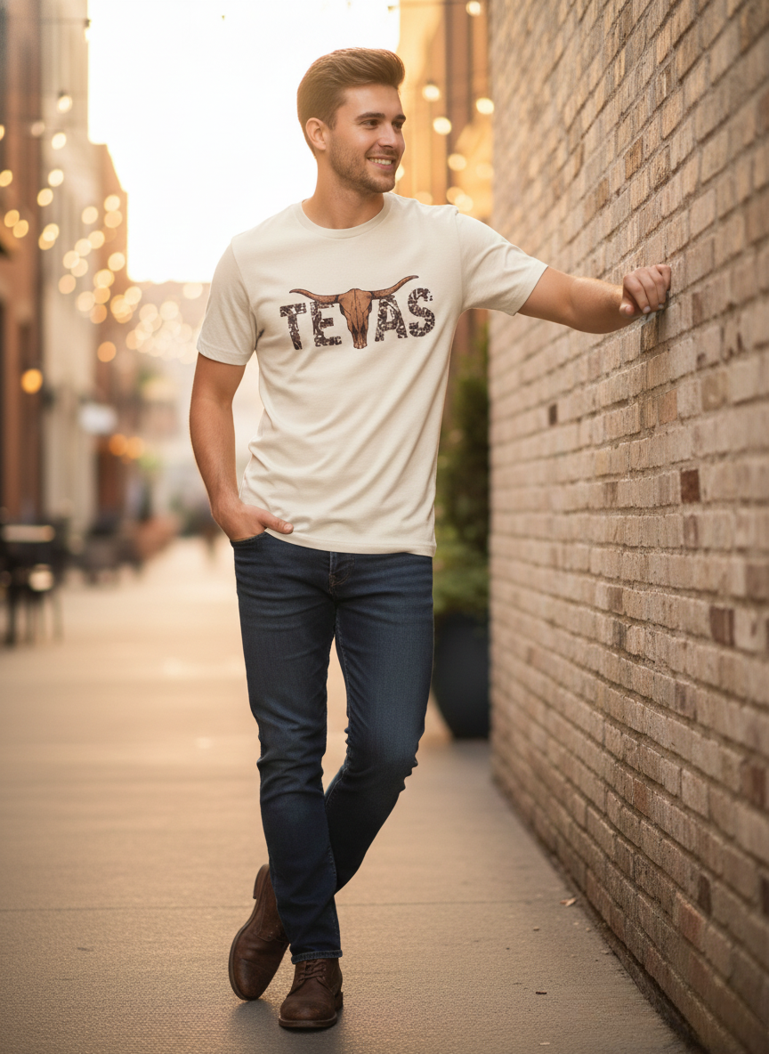 Texas Textured Skull Tee